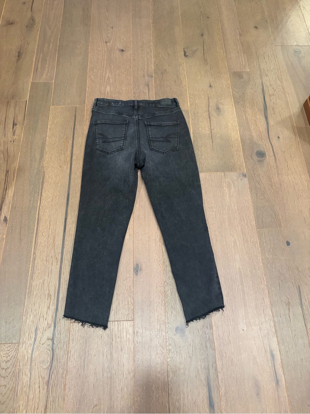 American Eagle $60 Next Level Stretch Hi-Rise Raw Hem Skinny Jeans Black 10 Long - Picture 10 of 12